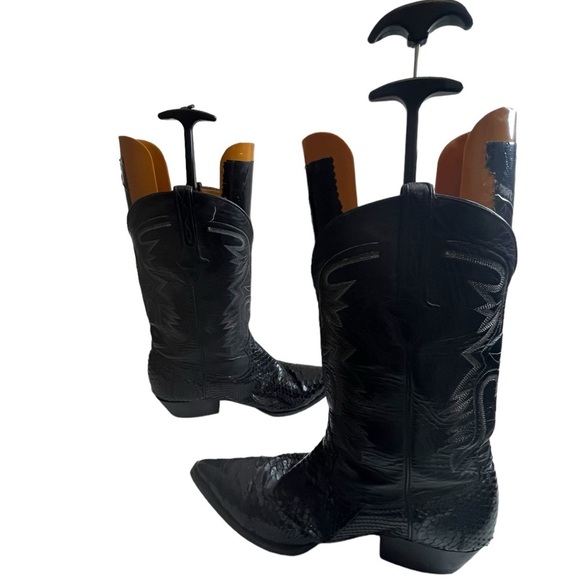 RARE? CUADRA Western Boots Black Leather Snake Skin Boots Sz 10.5 Men\'s Mexico main image 11